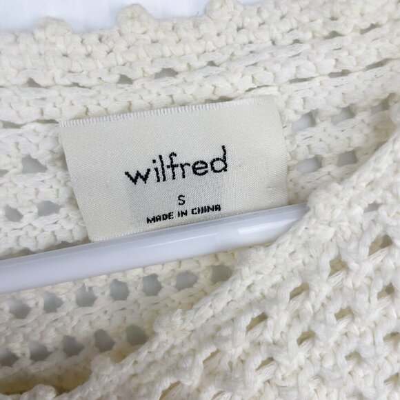 Aritzia WILFRED Peek Crochet Knit Fisherman Crewneck Light Birch Tank Top Size S - Picture 10 of 12